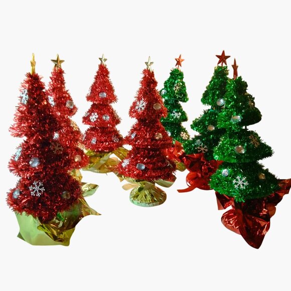 Tinsel Christmas Tree Balloon Weight Table Centerpiece Snowflake Red Green lot 7 - Picture 8 of 13